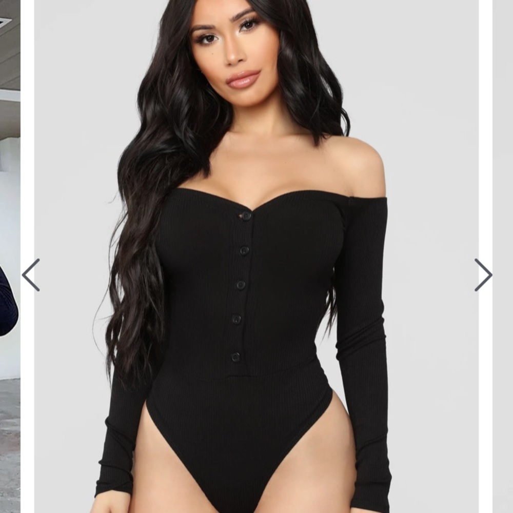 Black off the shoulder bodysuit